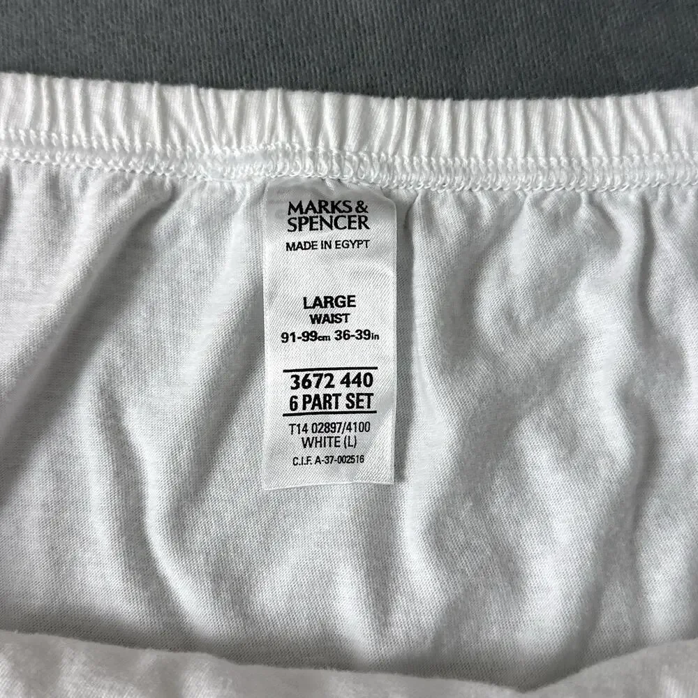 Marks And Spencer Men’s Underwear Large White 100% Cotton Slip Mid Brief M&S